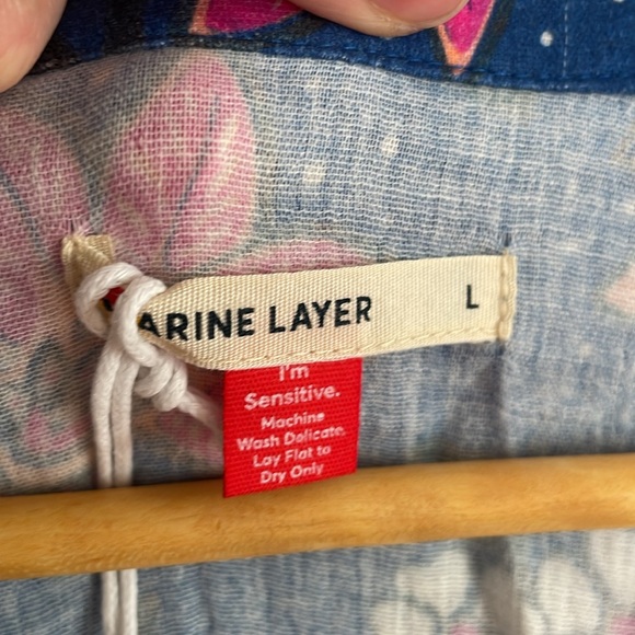 NWT Marine Layer Willow Midi Dress Blue Floral Size Large - Picture 6 of 9